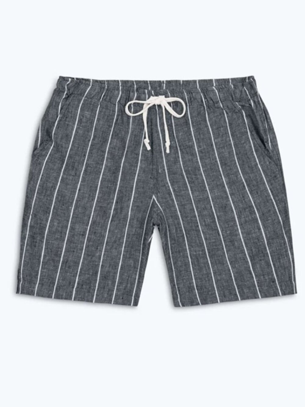 Alex Crane Linen Bo Shorts in Gray Stripe Chalk L